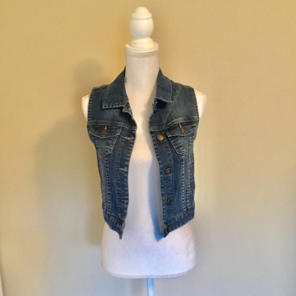 Forever 21 Medium Blue Wash Denim Vest